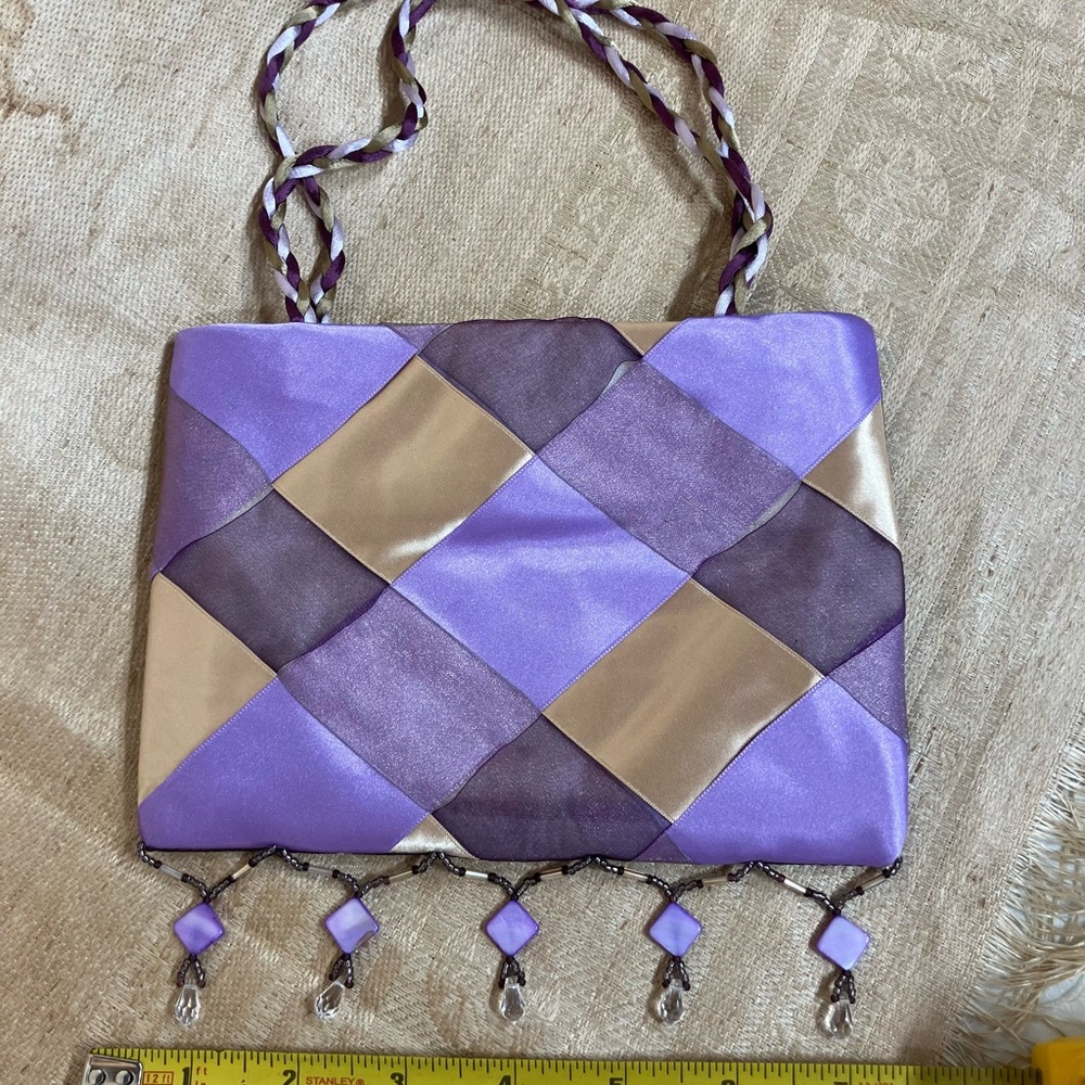 Woven Satin & Organza Ribbon Evening Bag